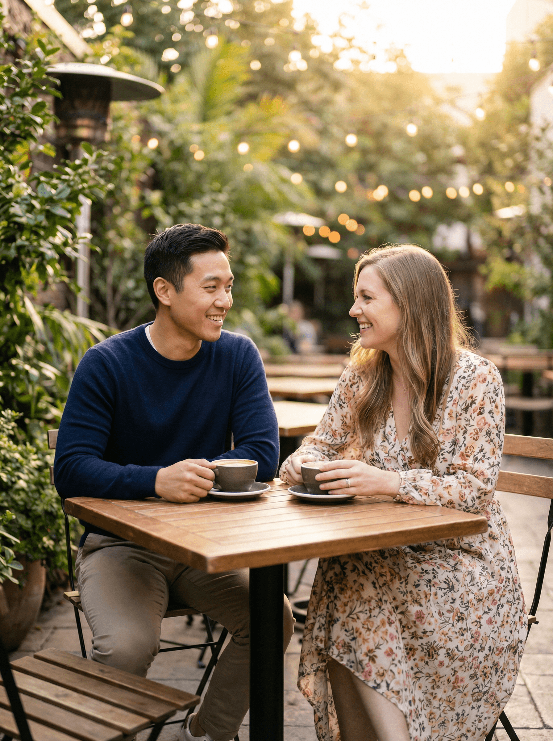 Asian man and white woman couple